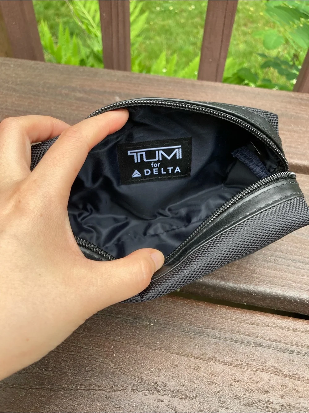 Like New TUMI for Delta Airlines Black Zip Bag Pouch Toiletries Bag Only